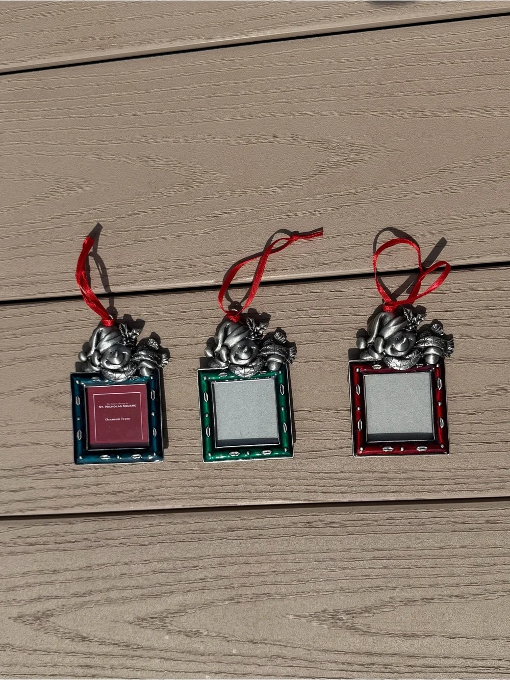St. Nicholas Square Set Of 3 Square Snowman Photo Frames Christmas Ornaments